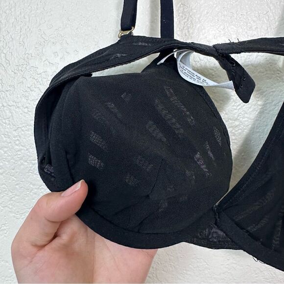 Women’s Madewell Sheer Stripe Underwire Bra In True Black - Picture 7 of 10